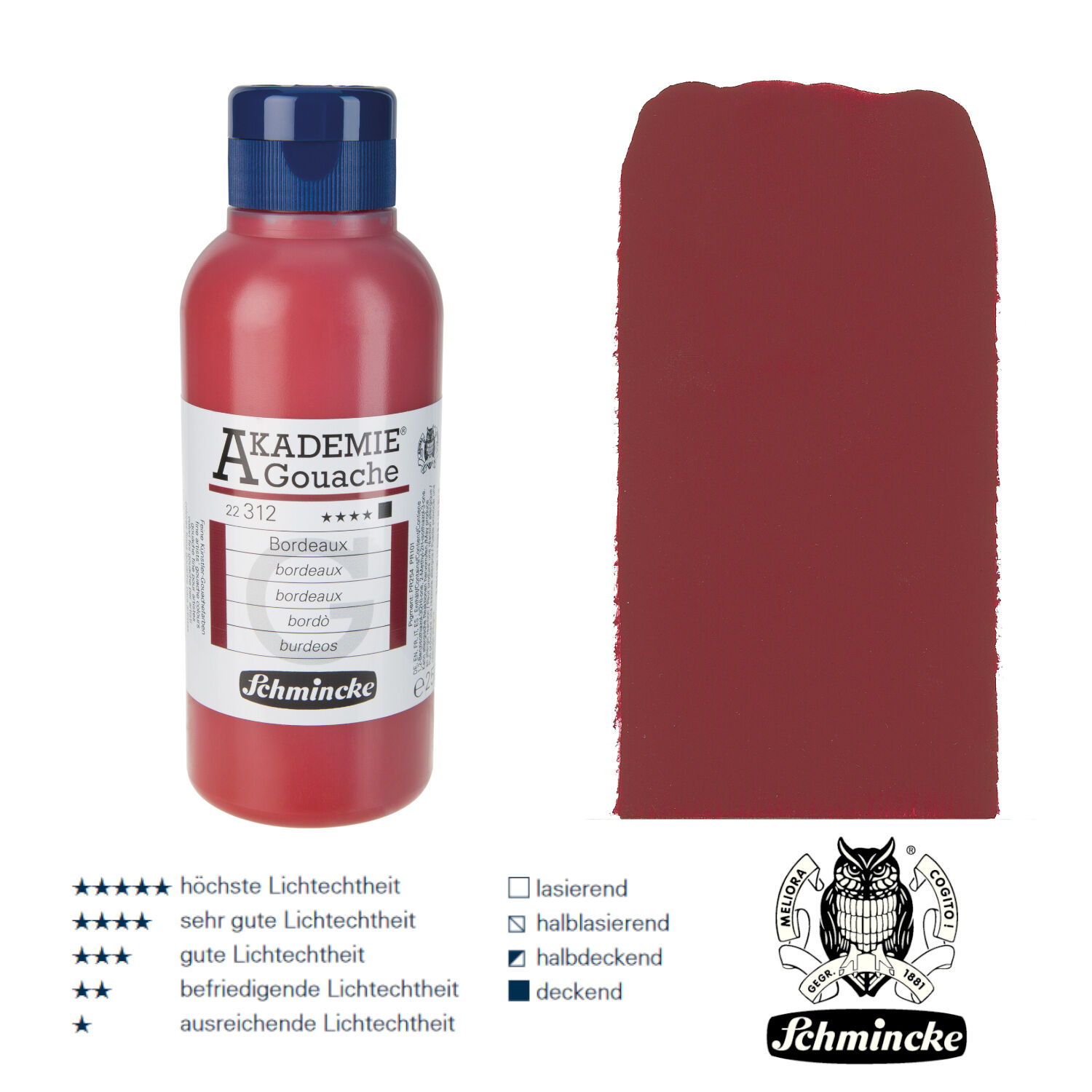 Schmincke Akademie Gouache, 250ml Bordeaux