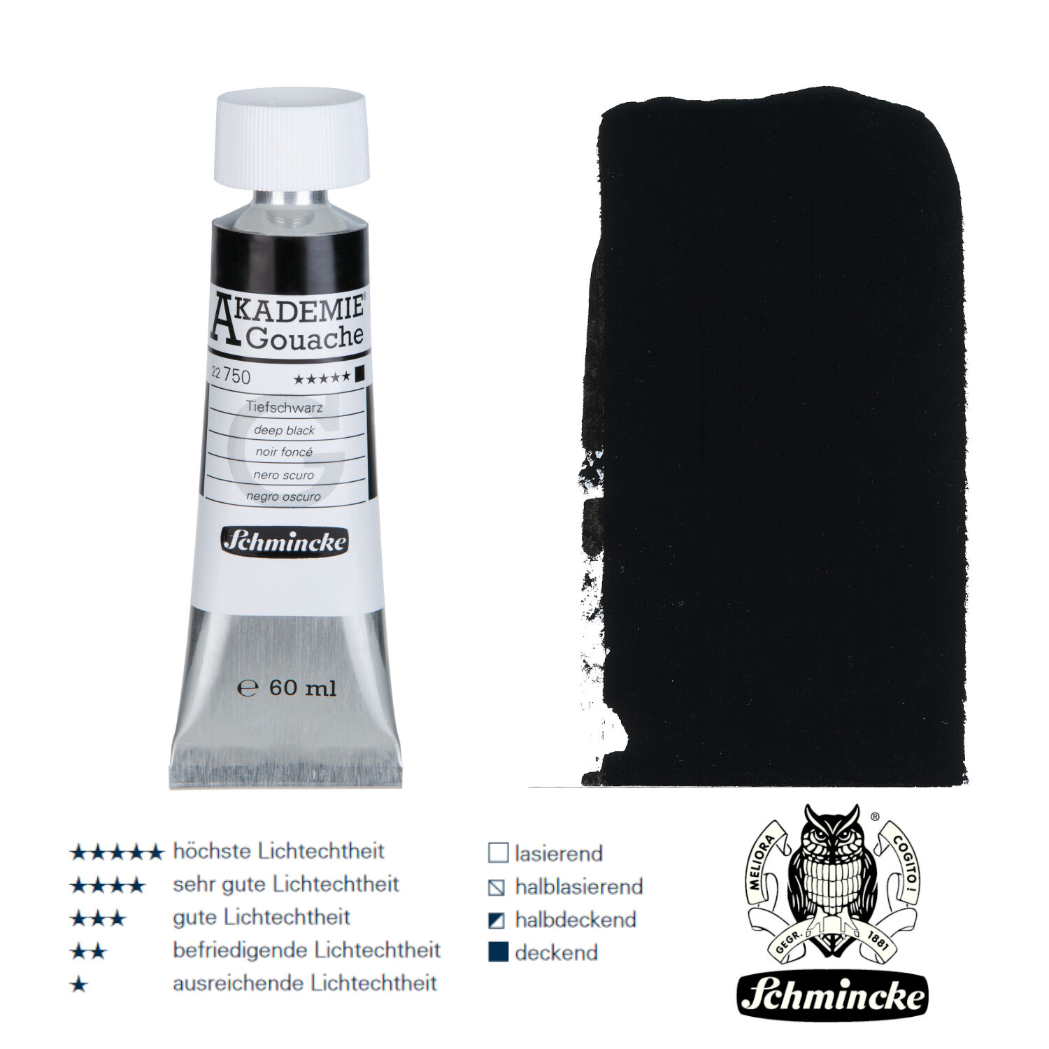 Schmincke Akademie Gouache, 60ml, Tiefschwarz