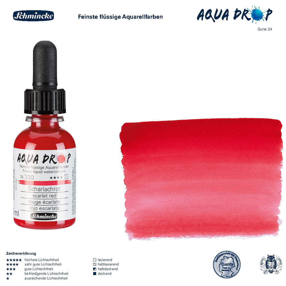 Schmincke AQUA DROP, flssige Aquarellfarbe 30ml, Scharlachrot