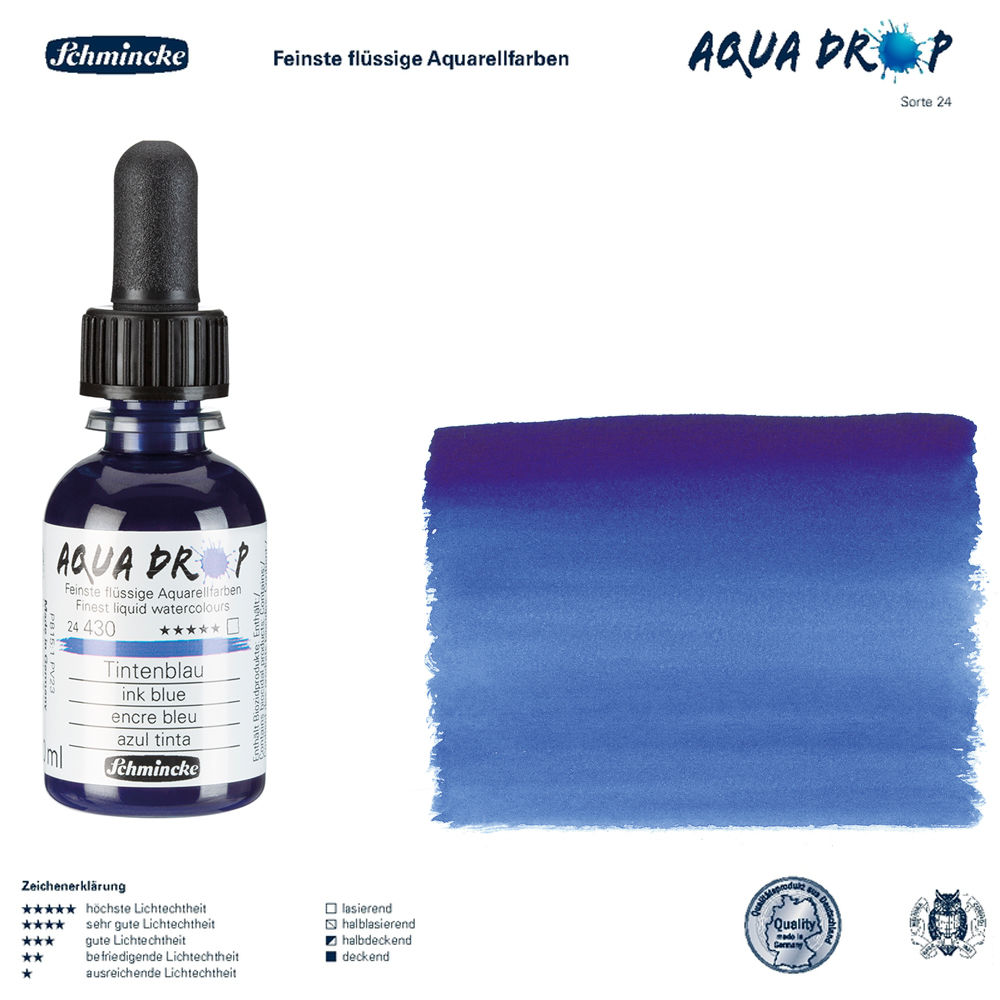 Schmincke AQUA DROP, flüssige Aquarellfarbe 30ml, Tintenblau