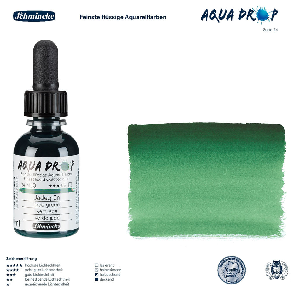 Schmincke AQUA DROP, flüssige Aquarellfarbe 30ml, Jadegrün