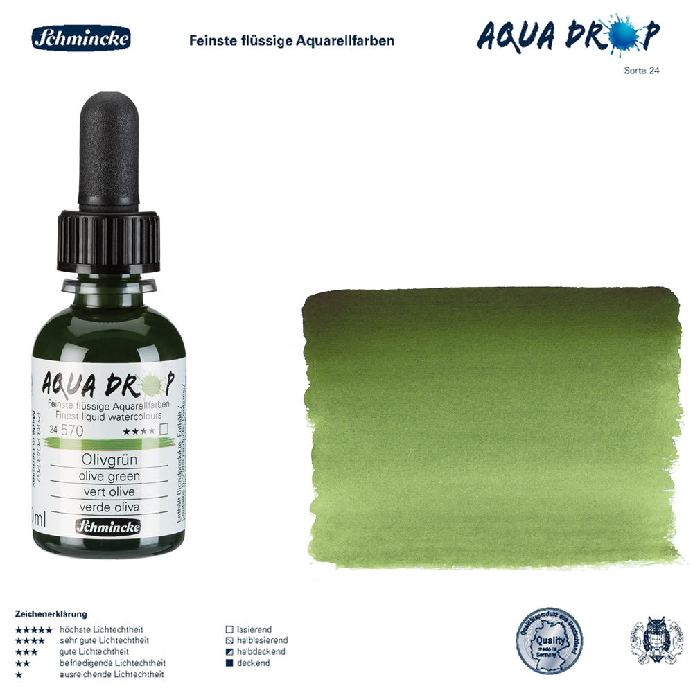 Schmincke AQUA DROP, flssige Aquarellfarbe 30ml, Olivgrn