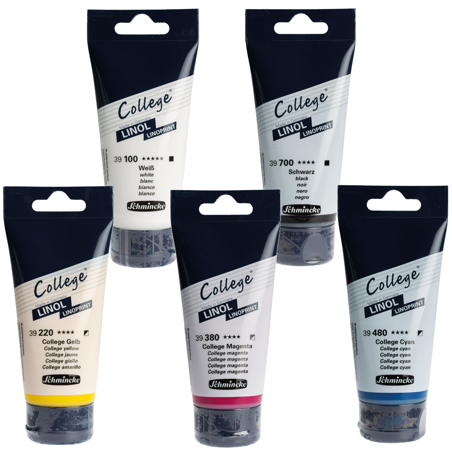 College Linol Malkasten, Karton-Set, 5 x 75 ml Prim�rfarben Bild 2