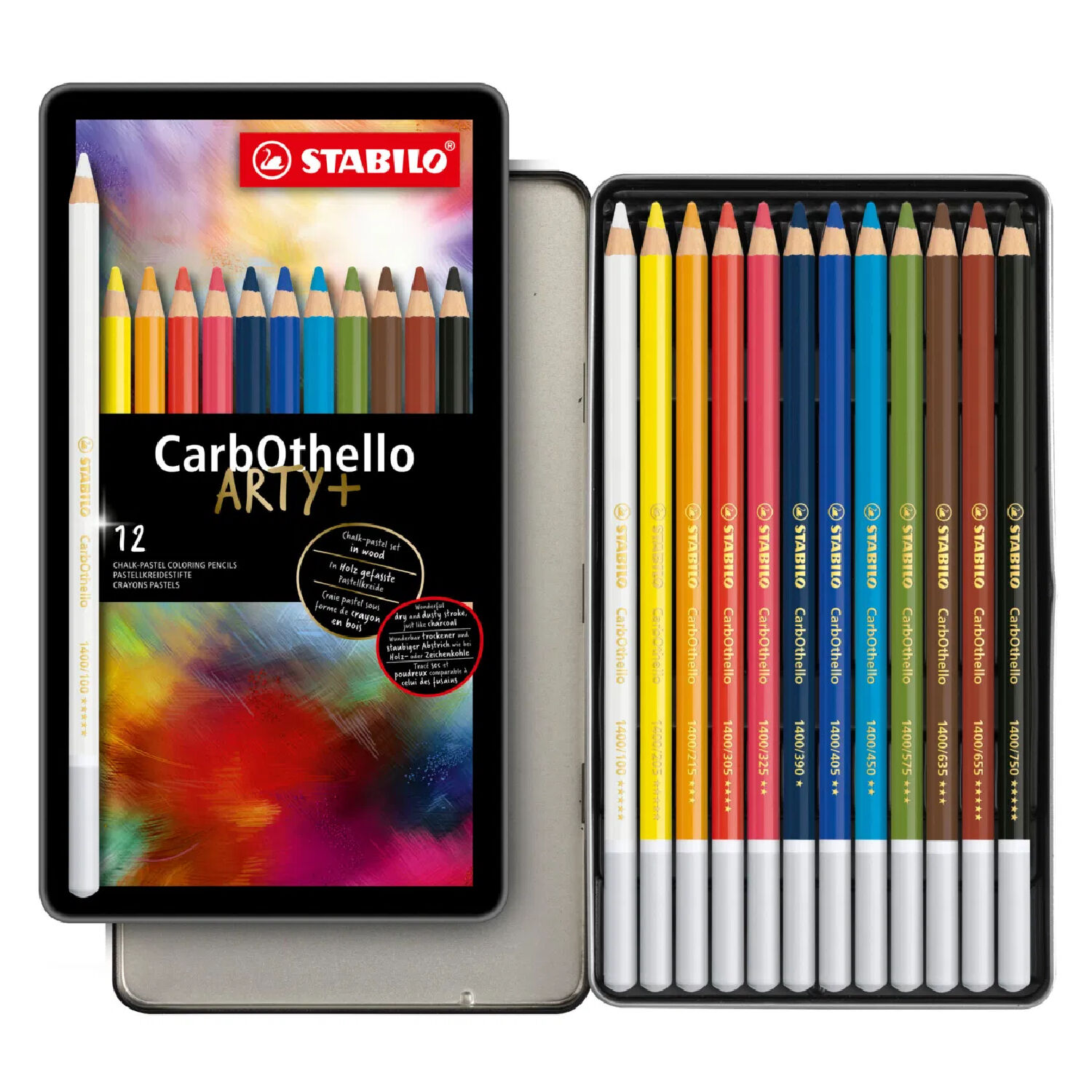 STABILO CarbOthello Pastellkreidestift, 12er-Set ARTY+, Metalletui Bild 2