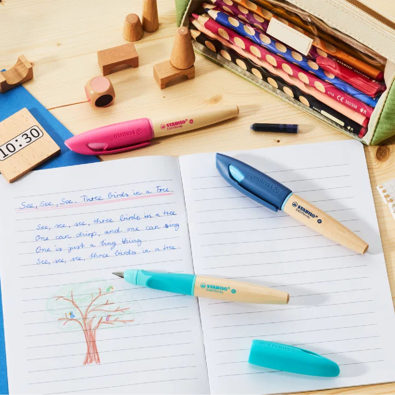 STABILO EASYbirdy, Ergonomischer Schulf�ller f�r Rechtsh�nder, Timber Rosa Bild 3