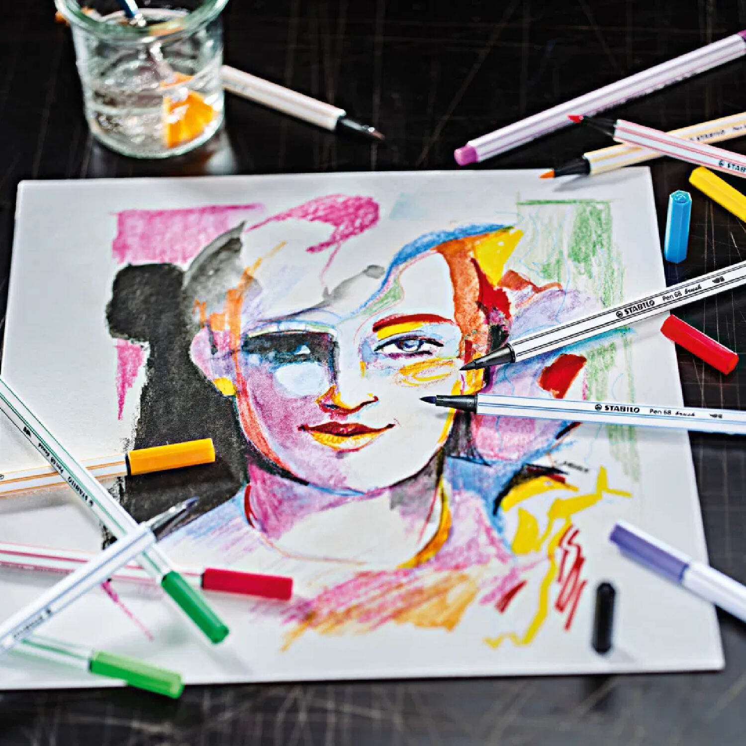 STABILO Brush Pen 68, Premium-Filzstift mit Pinselspitze, 30er Metalletui ARTY Bild 4