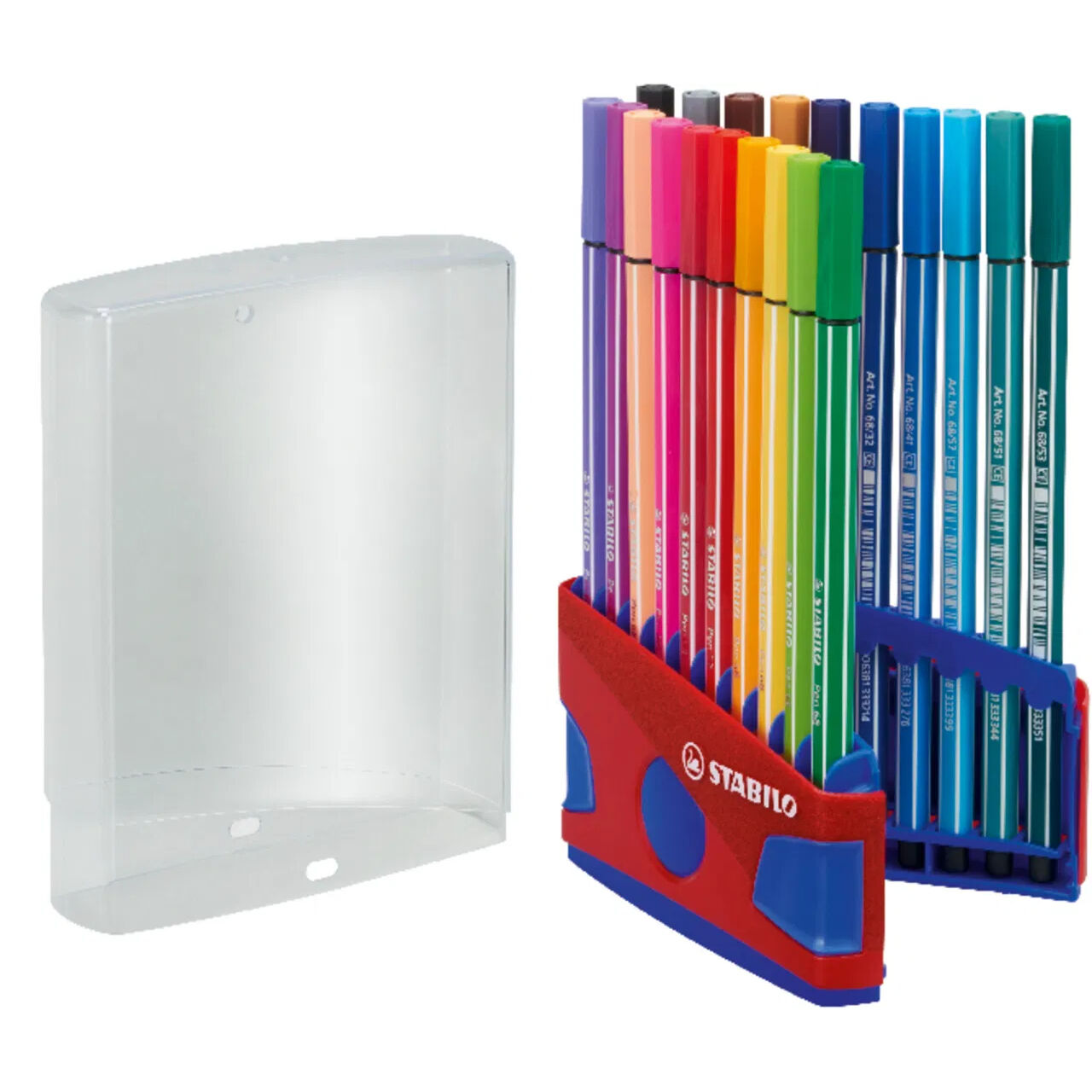 STABILO Pen 68, Premium-Filzstift, 20er Tischset rot/blau