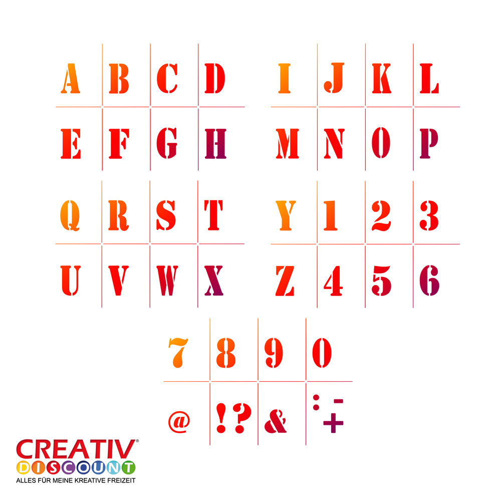 NEU Universal-Schablonen-Set 5-teilig DIN A4, Alphabet & Zahlen