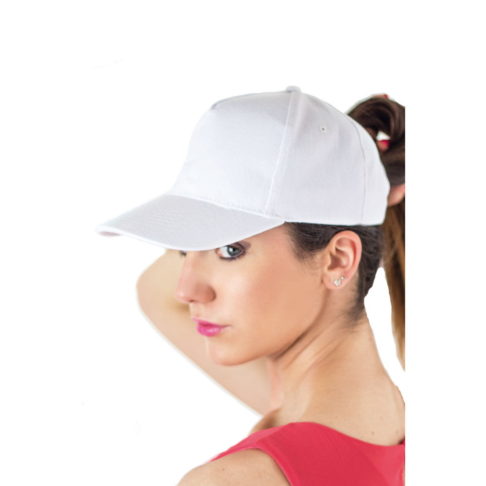 Baseball-Cap für Erwachsene, größenverstellbarer Klettverschluss, Weiß Bild 3