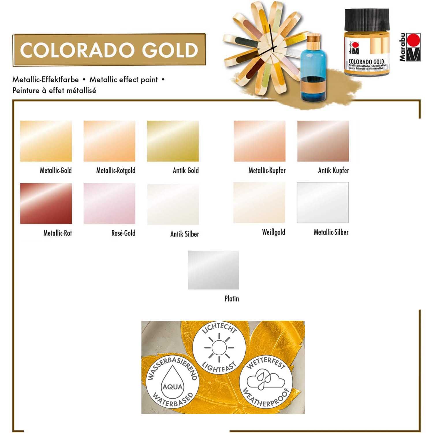 Marabu Colorado Gold Effektfarbe, 50ml, Gold Bild 2