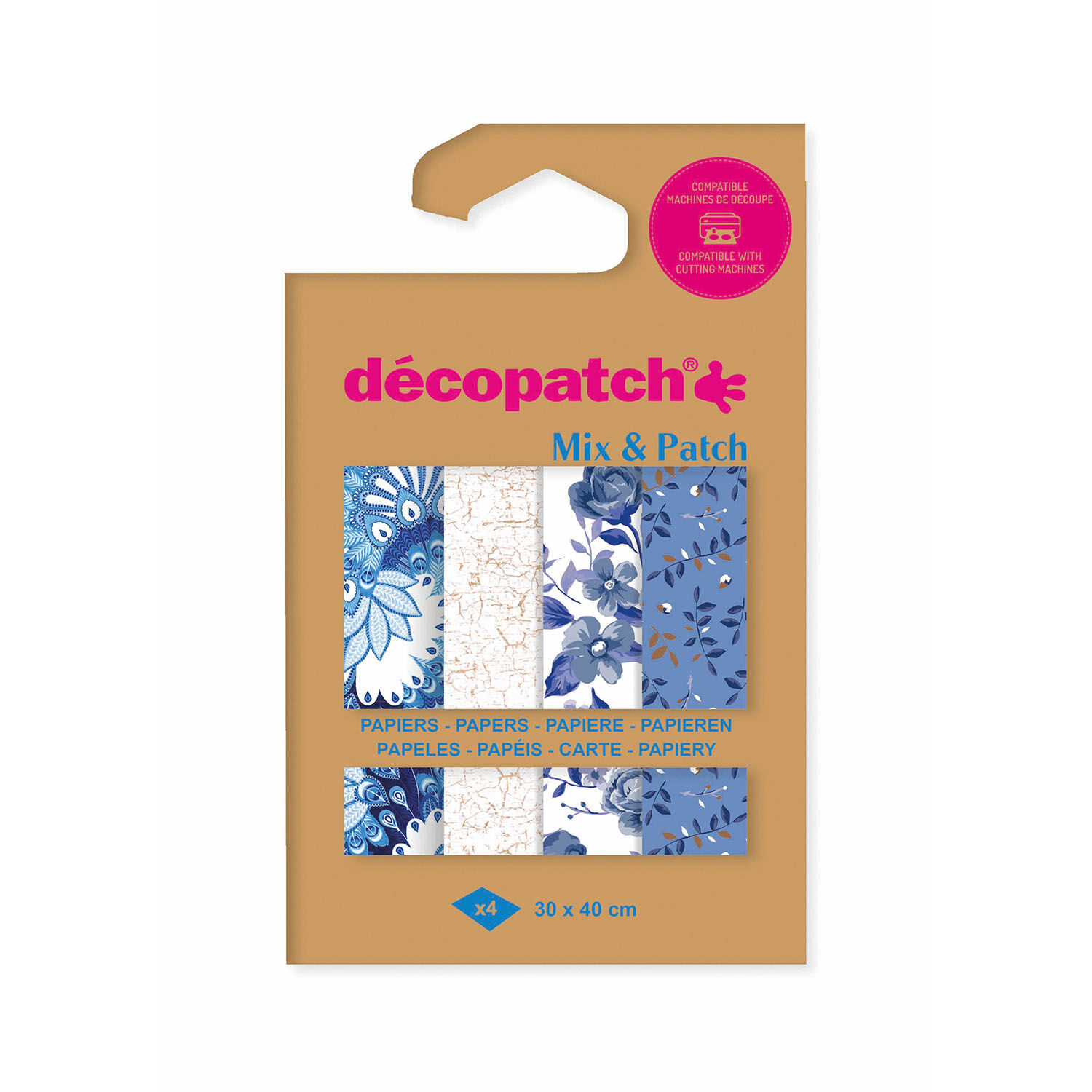 Decoupage- / Decopatch-Papier Pocket-Sortierung mit 4 Blatt Dcopatch-Papier 30x40 cm - DP031C sortiert