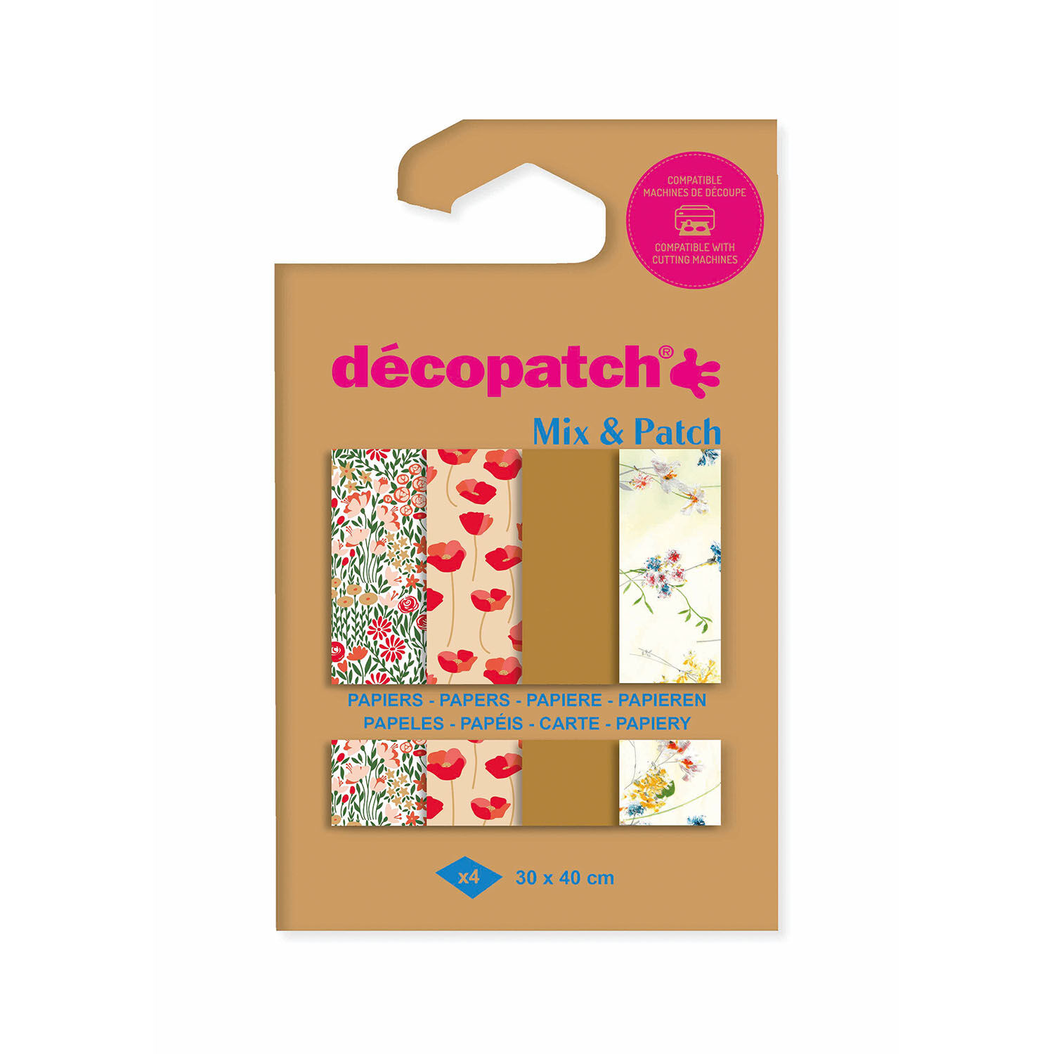 Decoupage- / Decopatch-Papier Pocket-Sortierung mit 4 Blatt Dcopatch-Papier 30x40 cm - DP032C sortiert