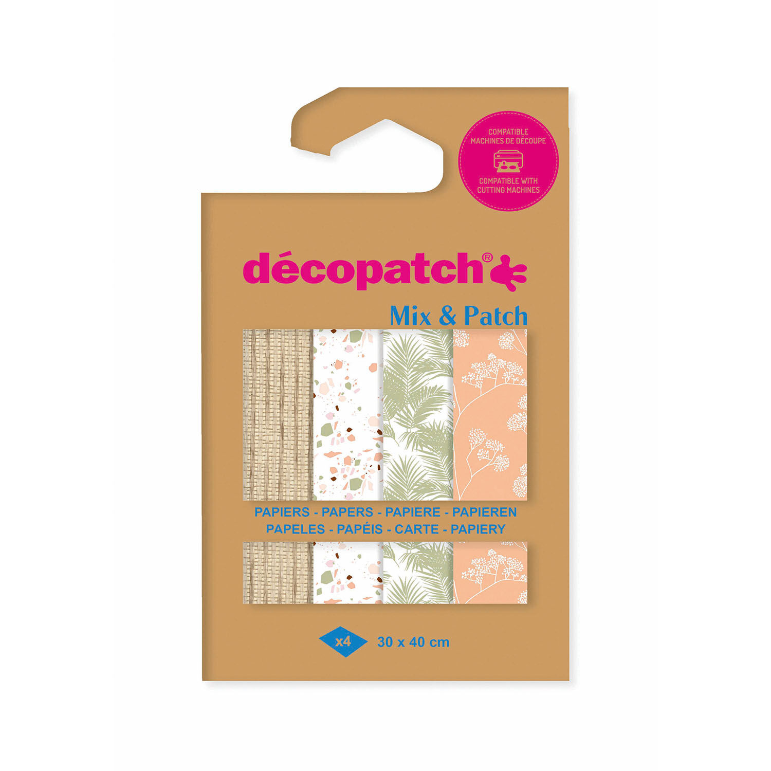 Decoupage- / Decopatch-Papier Pocket-Sortierung mit 4 Blatt Dcopatch-Papier 30x40 cm - DP033C sortiert