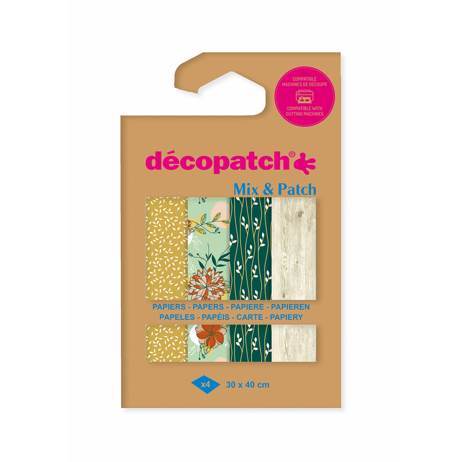 Decoupage- / Decopatch-Papier Pocket-Sortierung mit 4 Blatt Dcopatch-Papier 30x40 cm - DP035C sortiert