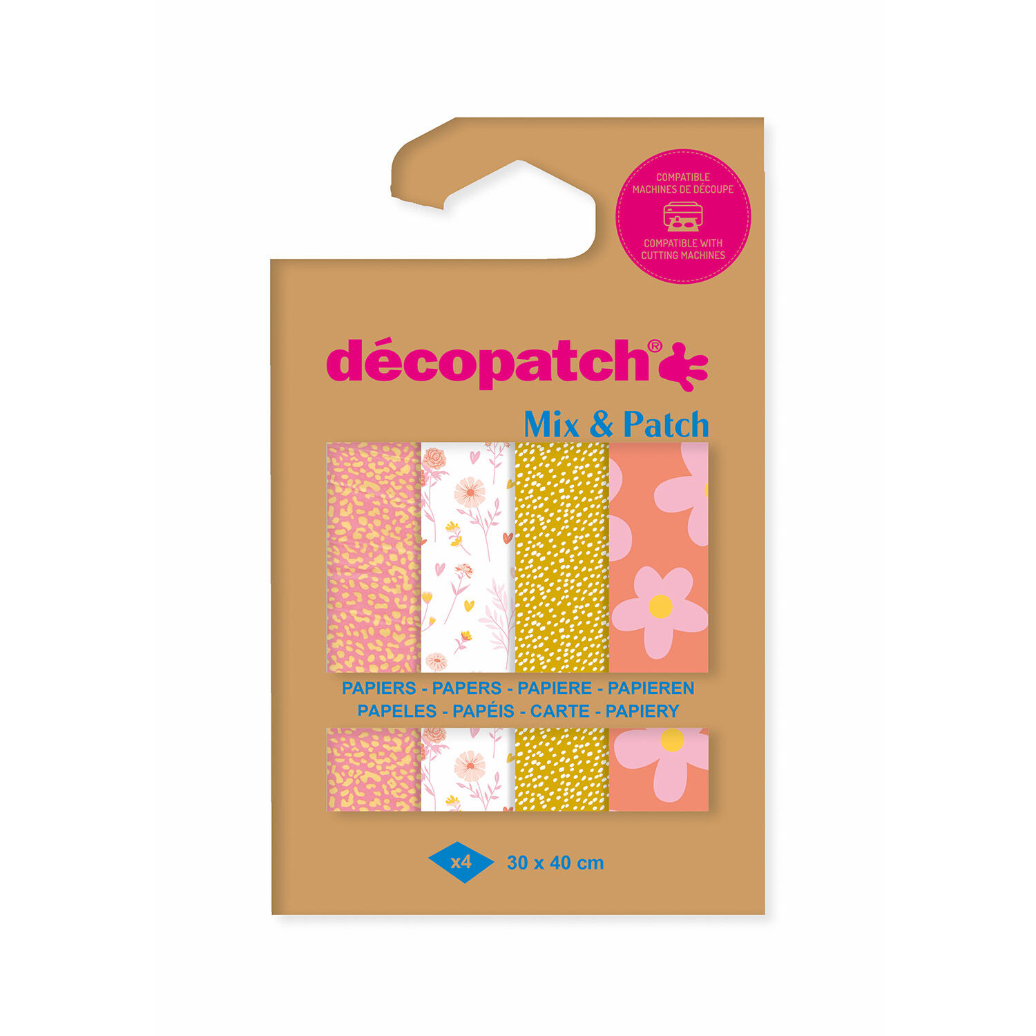 Decoupage- / Decopatch-Papier Pocket-Sortierung mit 4 Blatt Dcopatch-Papier 30x40 cm - DP036C sortiert