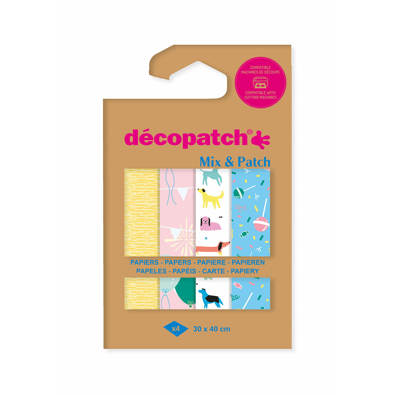 Decoupage- / Decopatch-Papier Pocket-Sortierung mit 4 Blatt Dcopatch-Papier 30x40 cm - DP037C sortiert