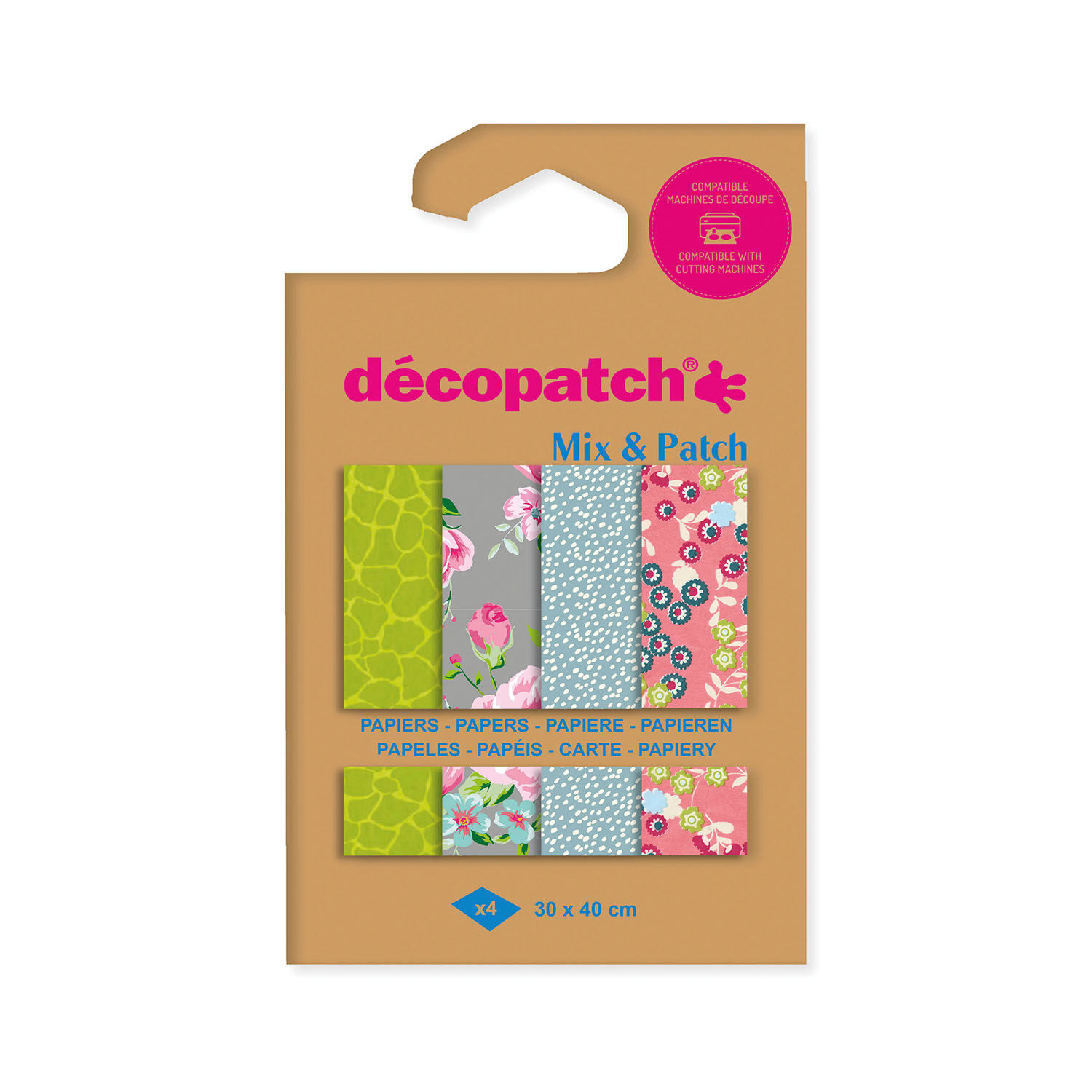 Decoupage- / Decopatch-Papier Pocket-Sortierung mit 4 Blatt Dcopatch-Papier 30x40 cm - Botanic