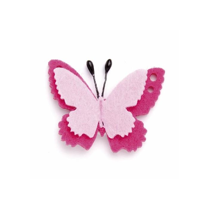 Filzschmetterling, Pink, 4x3 cm, 6 Stück
