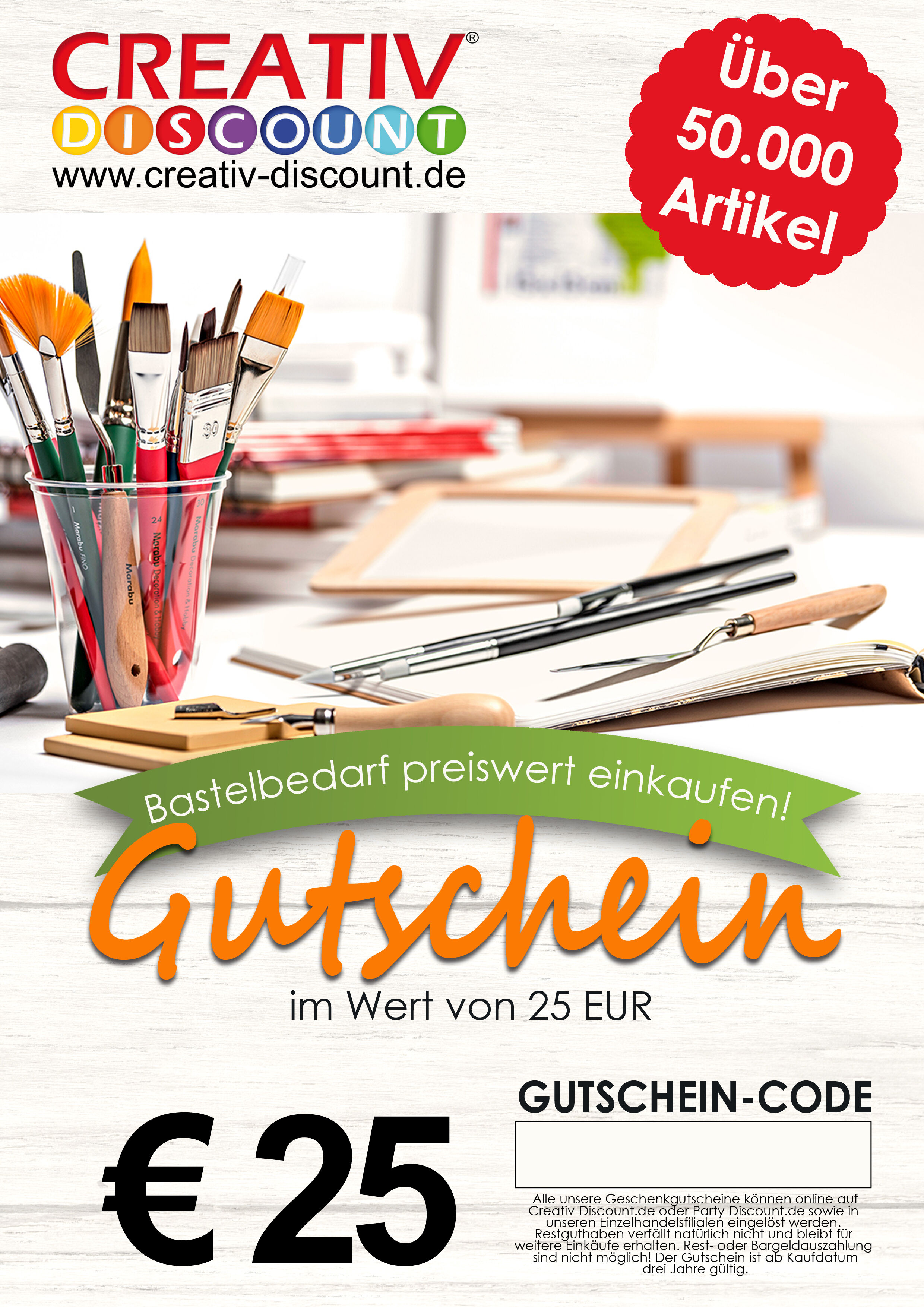 Geschenkgutschein nur ONLINE - Neutral - Wert 25,00 