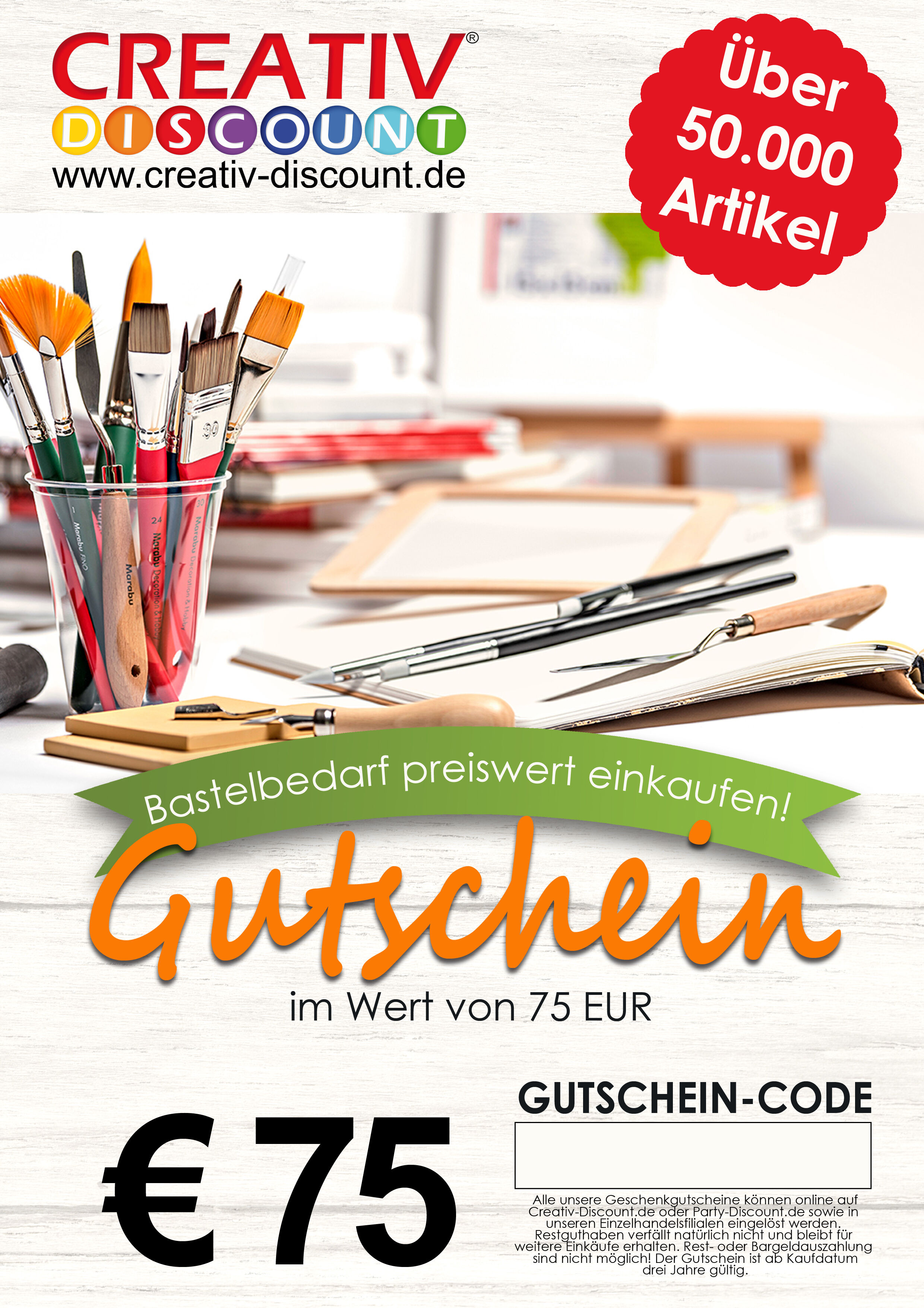 Geschenkgutschein nur ONLINE - Neutral - Wert 75,00 