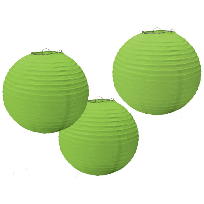 Lampions grün, 24 cm, 3 Stk.