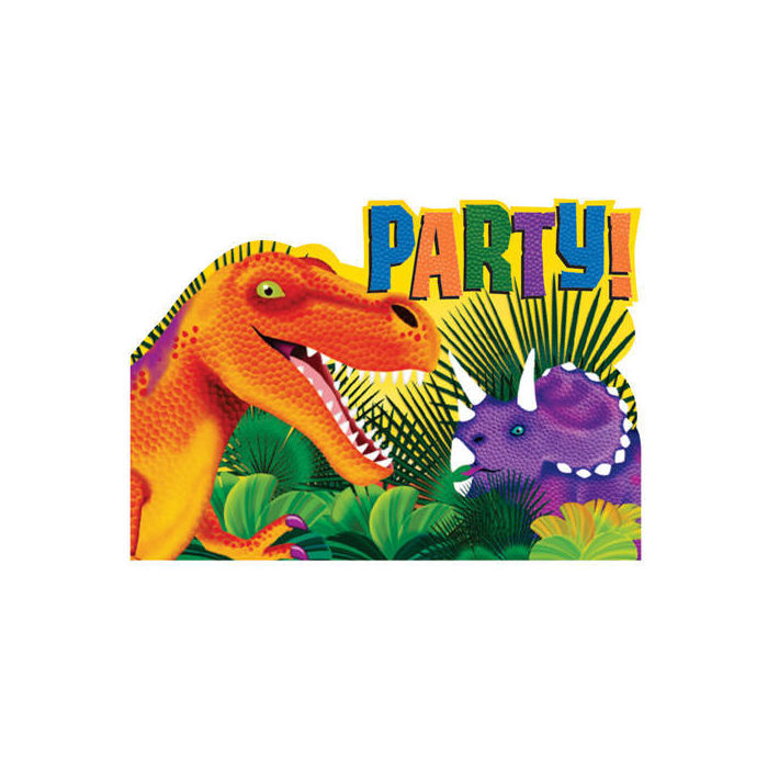 Einladungskarten Dinosaurier Party, 8 Stk.