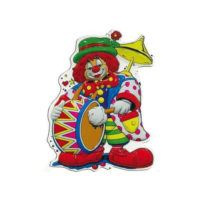 Wand-Deko Clown mit Trommel, Höhe ca. 60 cm