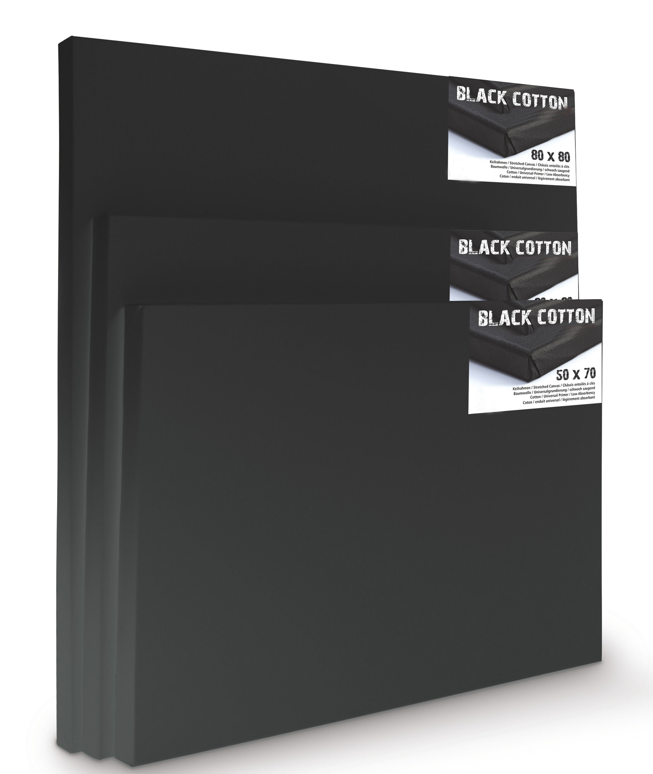 NEU Premium-Keilrahmen, schwarz grundiert, Vernissage 45mm Leistenstärke, 10x10cm - 2 Stück