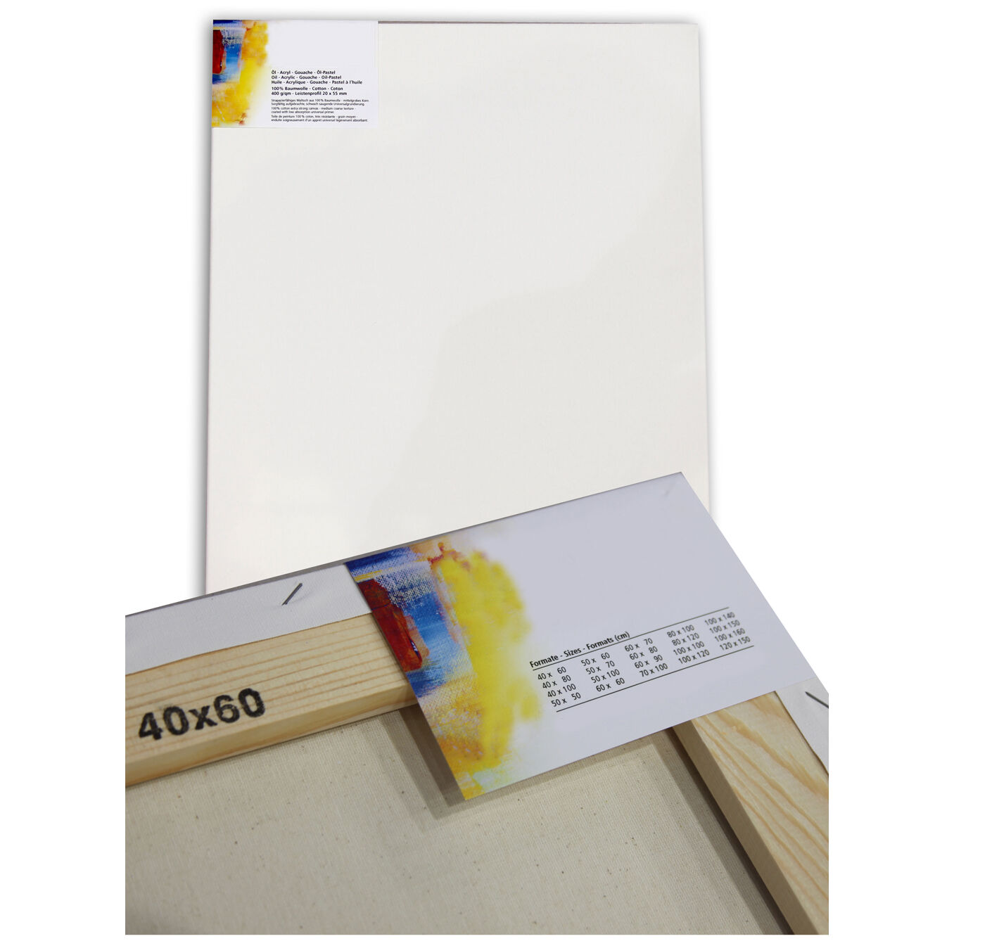 NEU Cotton 400 Premium-Keilrahmen Professionell 20mm Leistenstärke, 60x60cm - 1 Stück Bild 2