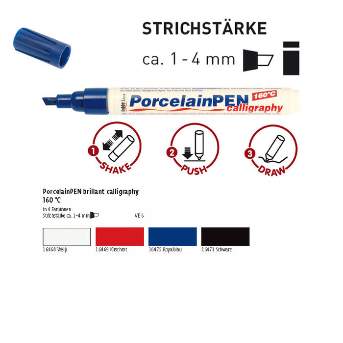 SALE Porcelain PEN brillant calligraphy 1-4mm Royalblau Bild 2