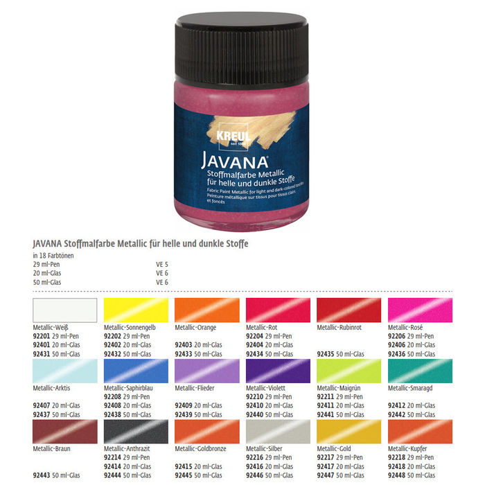 SALE JAVANA Tex Stoffmalfarbe Metallic Wei 20ml Bild 2