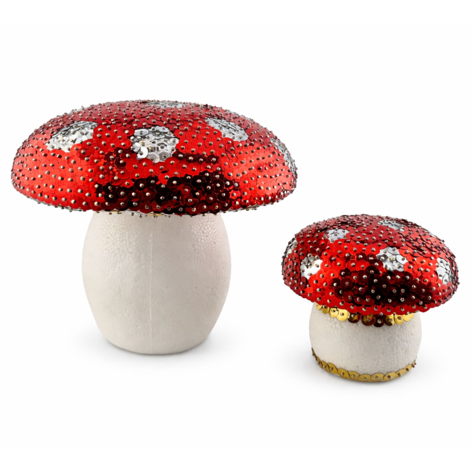 DIY Set Pailletten-Pilze, Kinder-Bastelset, Geschenkset, 3 Styroporpilze 12cm, 3 Pack Pailletten, Stecknadeln 10mm Bild 5