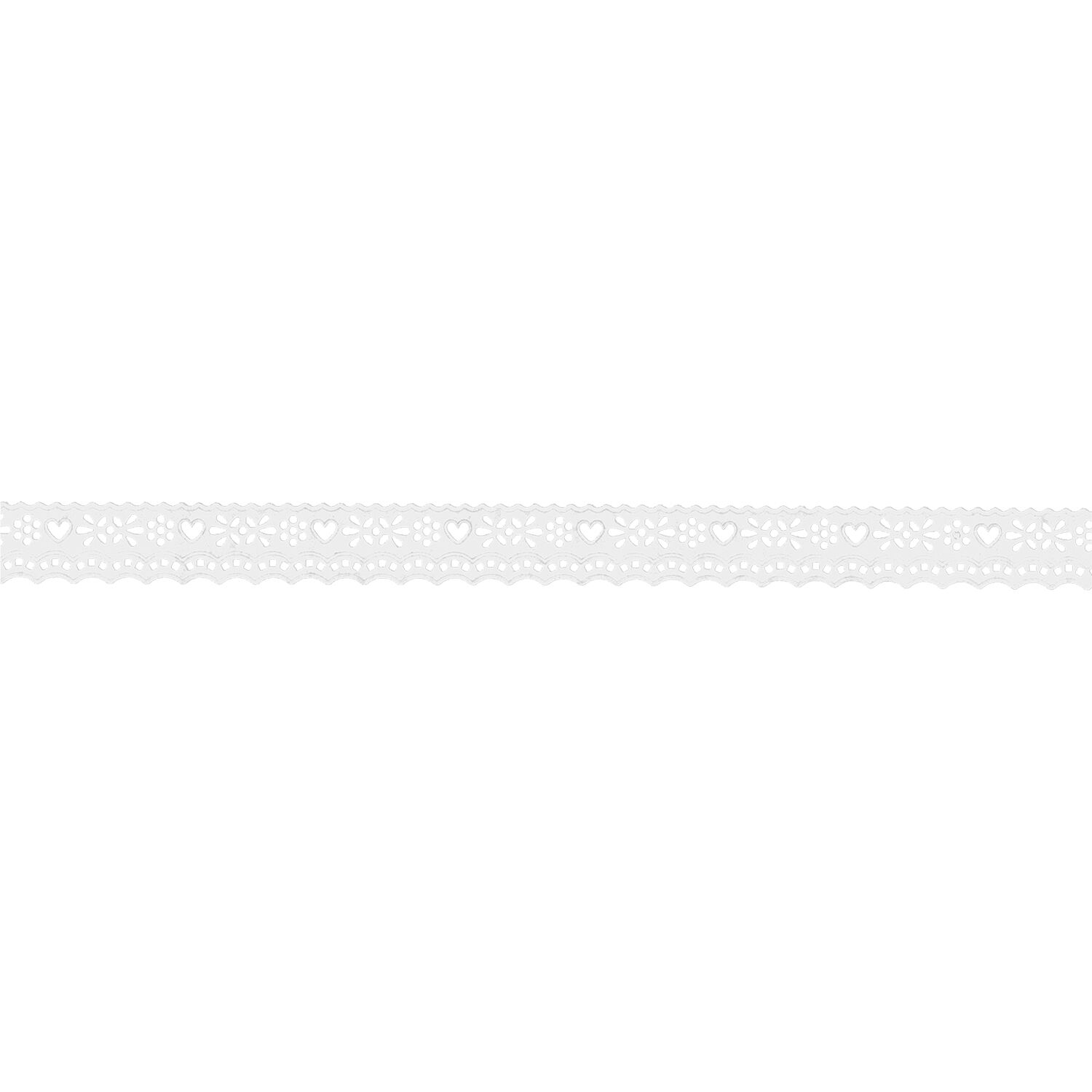 NEU Papierspitze selbstklebend, 2 m x 17 mm, Wellenmotiv Weiß Bild 2