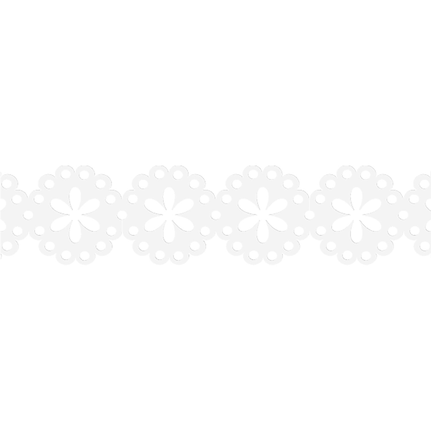 NEU Papierspitze selbstklebend, 2 m x 10 mm, Blumen Weiß Bild 2