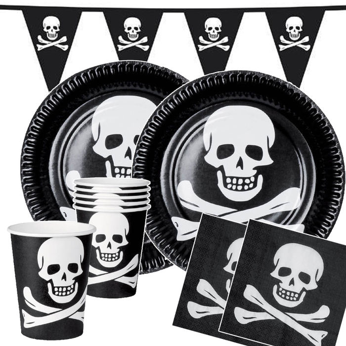 Party-Set-Basic für 12 Gäste Pirat Totenköpfe