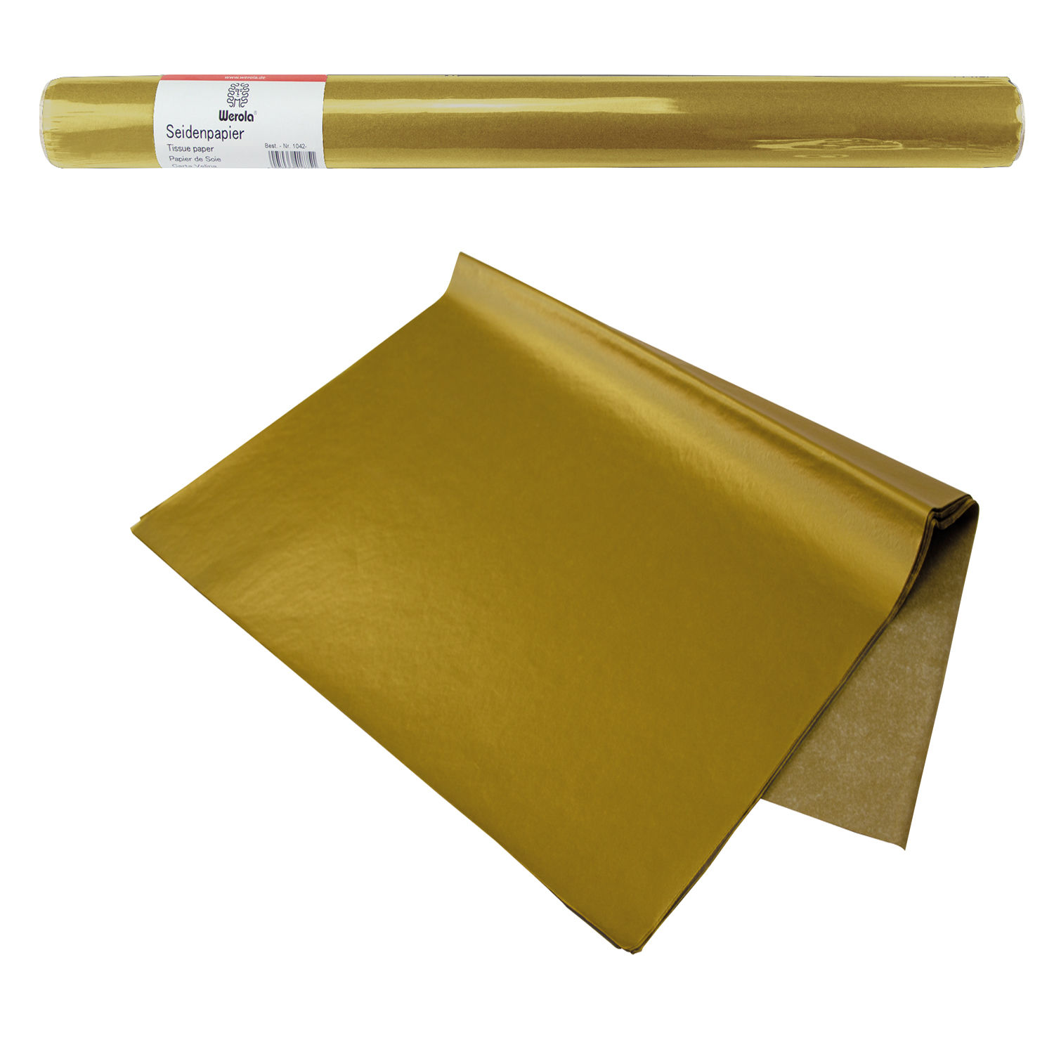 SALE Aquarola Seidenpapier Farbfest, 50x500 cm, 1 Rolle, Metallic Gold