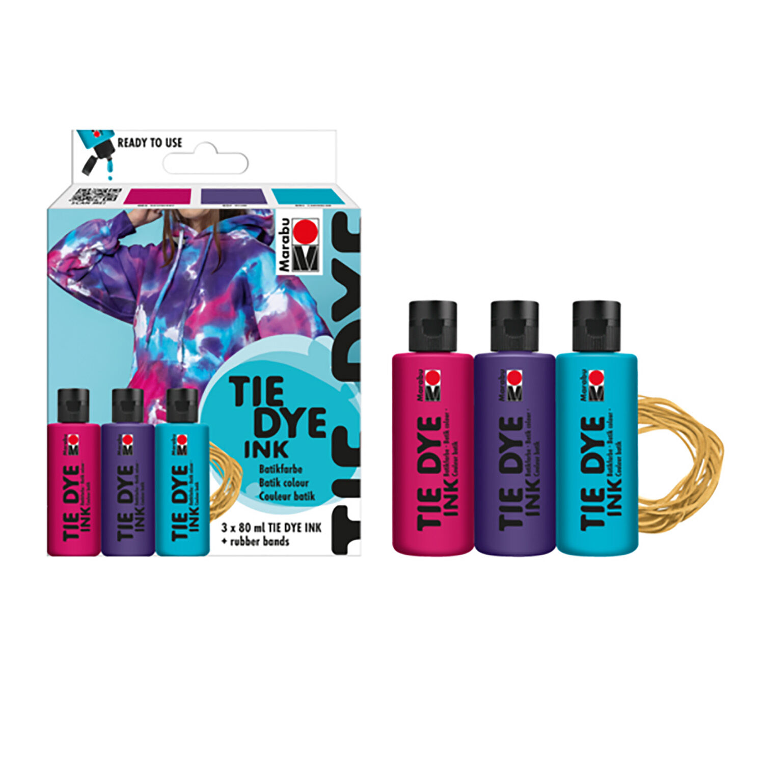 Marabu Batikfarbe flssig / Tie Dye Ink, 3 x 80 ml, Trend-Set Bild 2