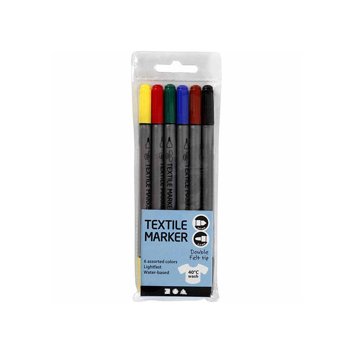SALE Textilmalstifte, 2,3+3,6 mm, 6 Stk. sortiert