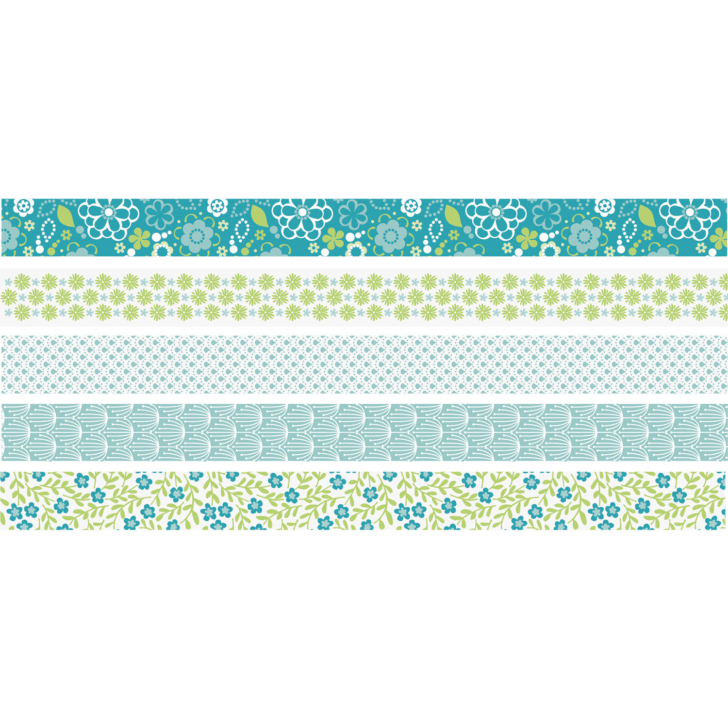 NEU Deko Tape / Klebeband, 5 Rollen + Abroller, Mini Blumen Grn Bild 2