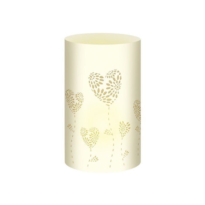 SALE Silhoueten-Tischlichter, Herzblume Creme