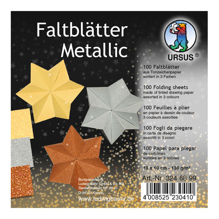 Faltbltter Metallic, 10x10cm, 100 Stck