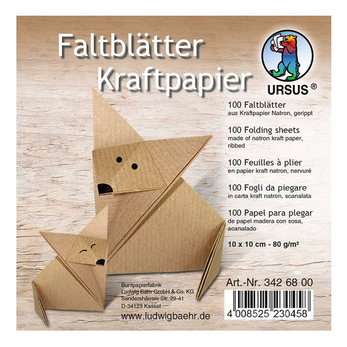 Faltbltter Kraftpapier, 10x10cm, 100 Blatt