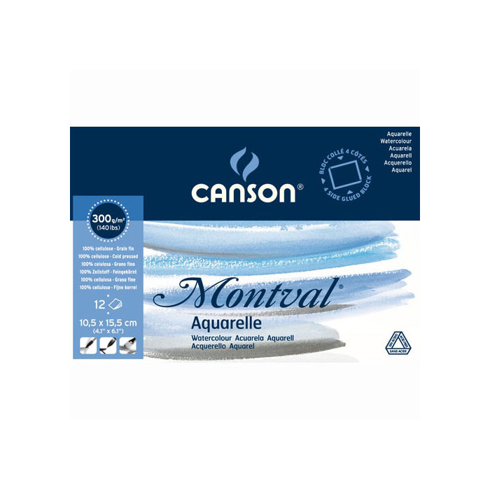 SALE Canson Montval Aquarellpapier 10,5x15,5 cm, 12 BL