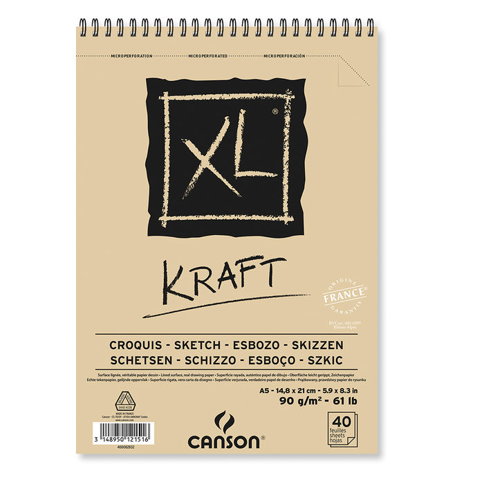 SALE Skizzenblock XL Kraft, A5, oben gebunden, 90g