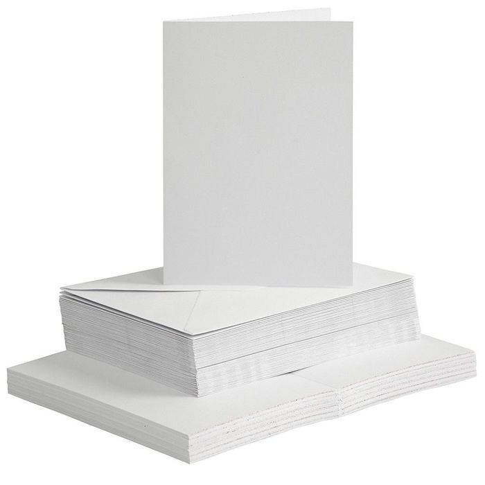 Karten und Kuverts, 10,5X15cm, Wei�, 50 Stk.