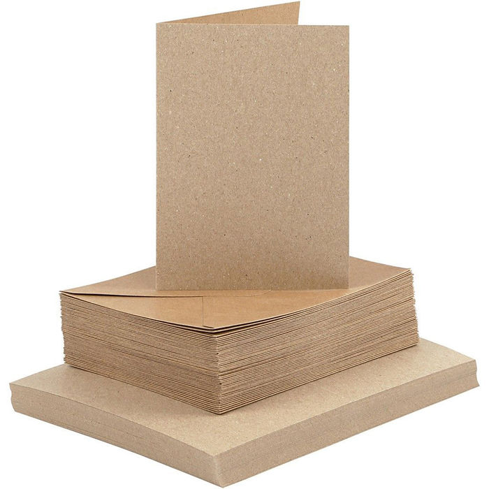Karten und Kuverts, 10,5X15cm, natur, 50 Stk.