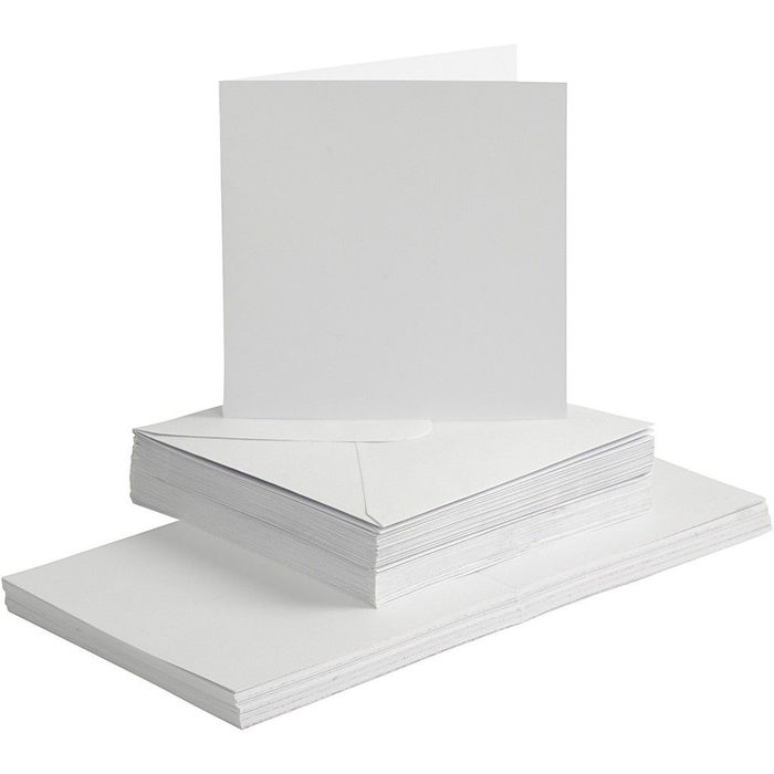 Karten und Kuverts, 15x15cm, wei, 50 Stk.