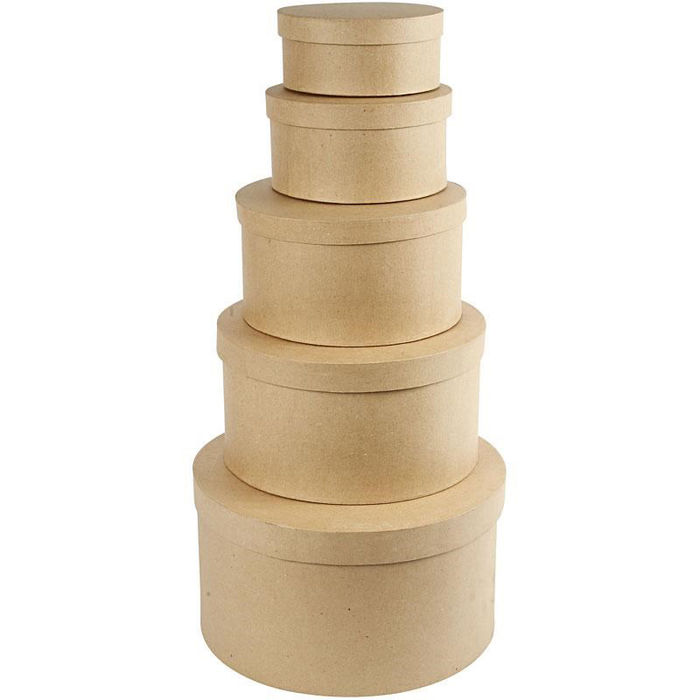 Hutschachtel-Set natur, rund, 5-teilig