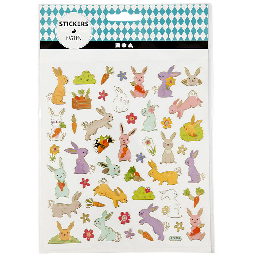 Stickerbogen, selbstklebend, 15x16,5cm, Motiv: Osterhasen Bild 2
