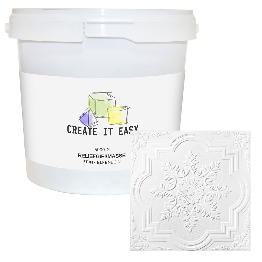 Create It Easy Reliefgiemasse, besonders fein, elfenbein, 1000g im wiederverschliebaren Kunststoffeimer